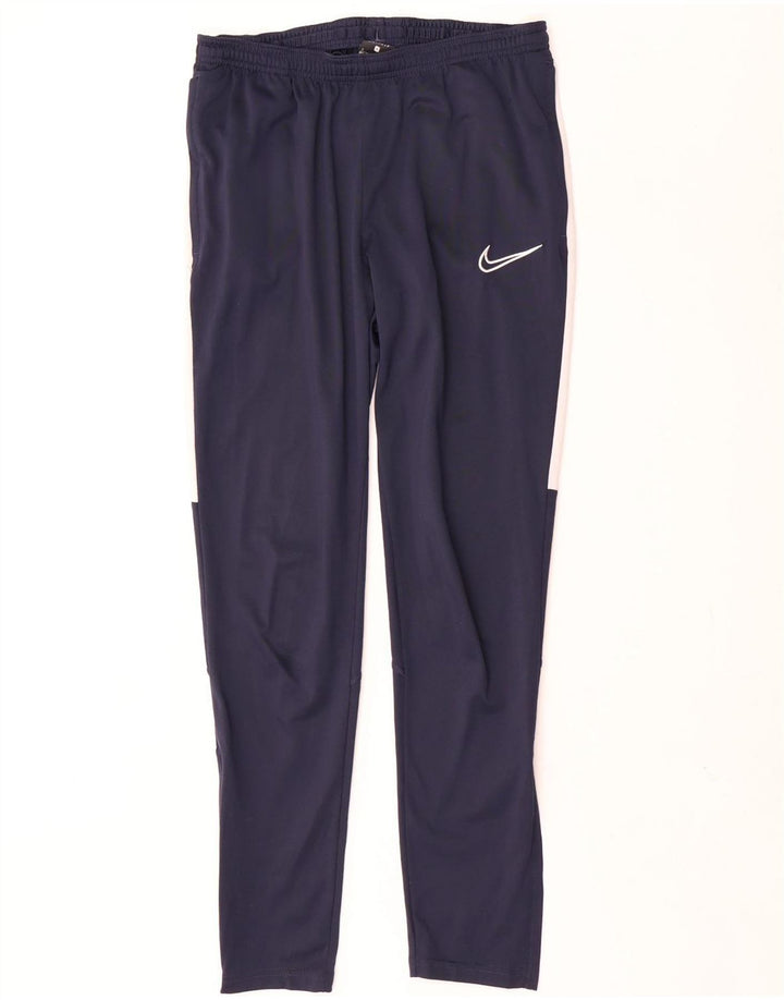 Calça de treino masculina Nike Dri Fit pequena azul marinho colorblock poliéster