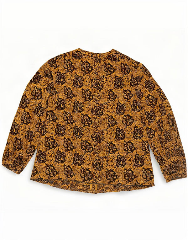 Blusa feminina vintage UK 14 grande floral amarelo