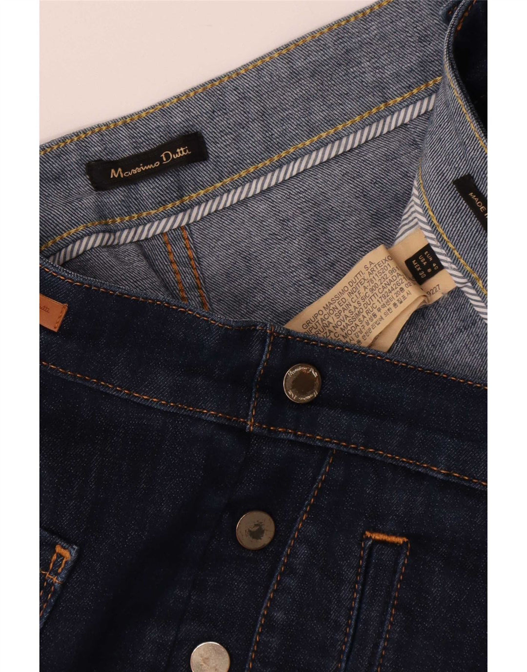Jeans recortados femininos Massimo Dutti EU 40 médio W30 L25 algodão azul marinho