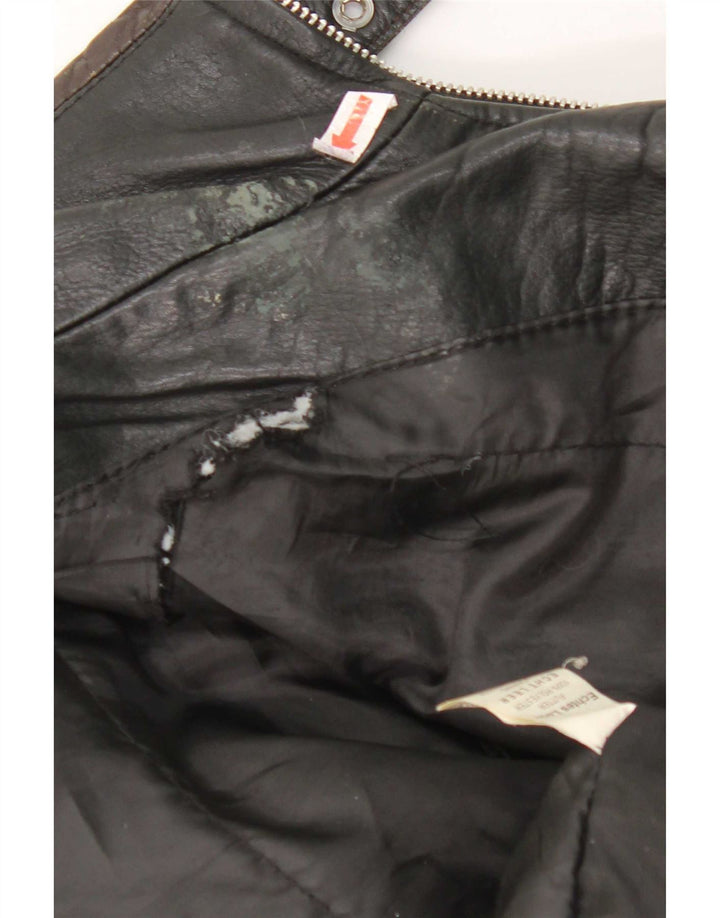 Jaqueta de couro feminina vintage UK 14 média preta