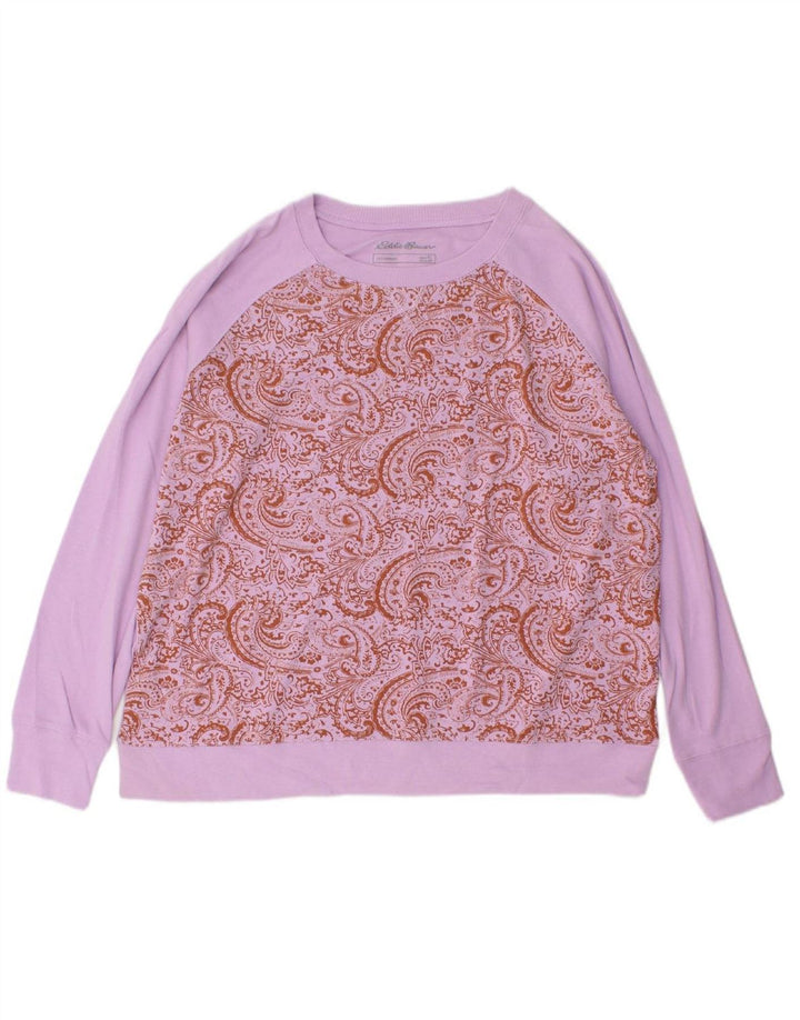 EDDIE BAUER Suéter feminino UK 18 XL roxo Paisley algodão