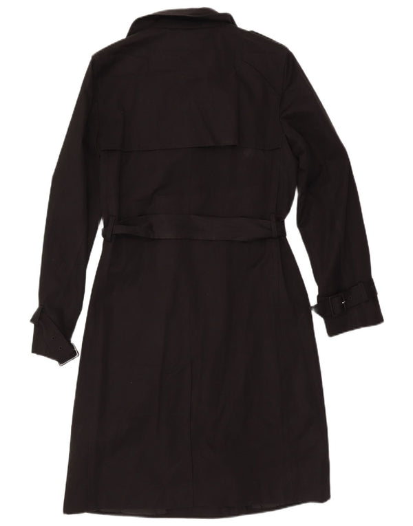 Casaco impermeável feminino Marks & Spencer com peito duplo Reino Unido 10 pequeno preto