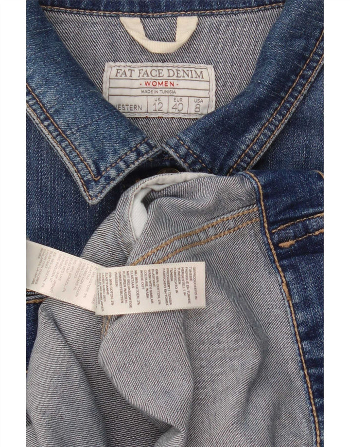 Jaqueta jeans feminina Fat Face UK 12 algodão azul médio