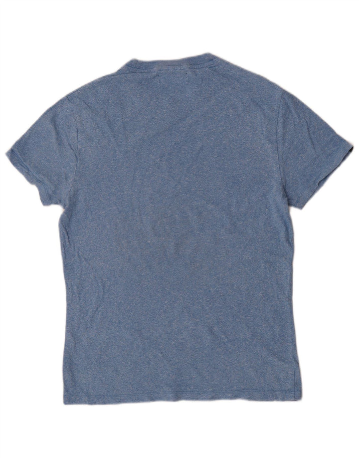 Camiseta masculina Superdry Top médio algodão manchado azul