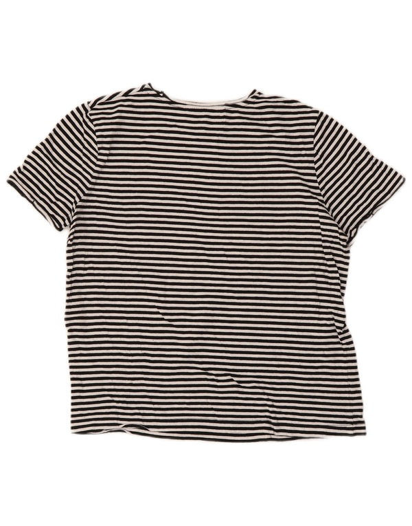 Camiseta feminina Zara Crop Top UK 10 pequena listrada preta