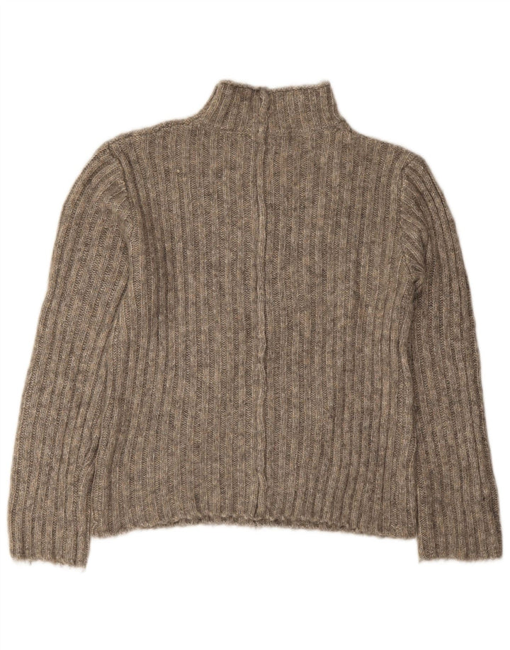 Suéter feminino Zara com gola tartaruga Reino Unido 10 pequeno cinza acrílico