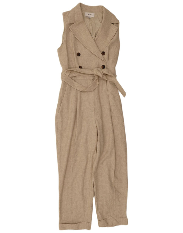 Macacão feminino sem mangas Reiss UK 12 lã bege médio