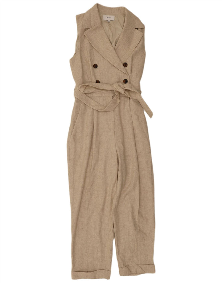 Macacão feminino sem mangas Reiss UK 12 lã bege médio