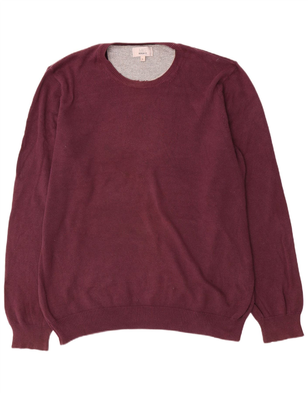 Suéter masculino Marks & Spencer com ajuste regular e gola redonda, grande roxo