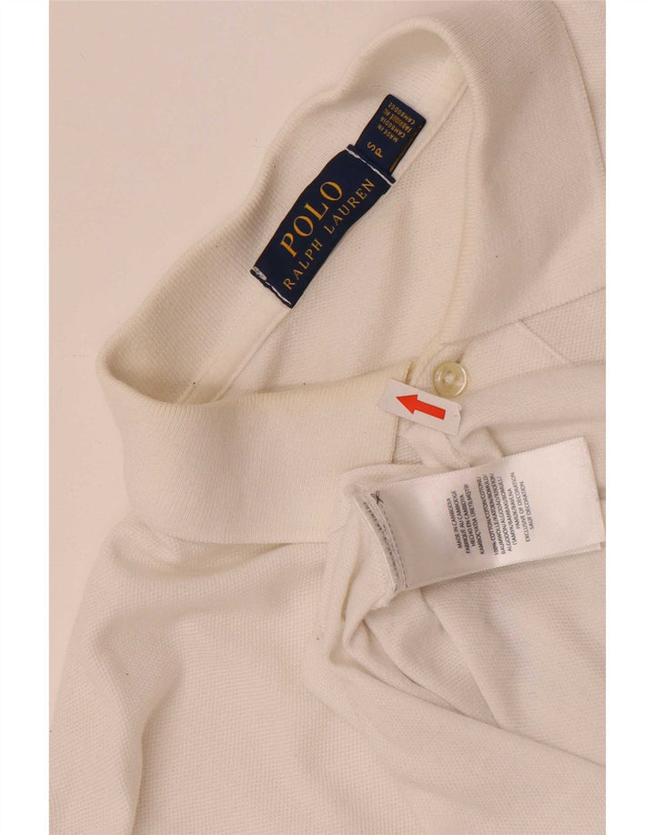 Polo Ralph Lauren Camisa masculina pequena de algodão branco