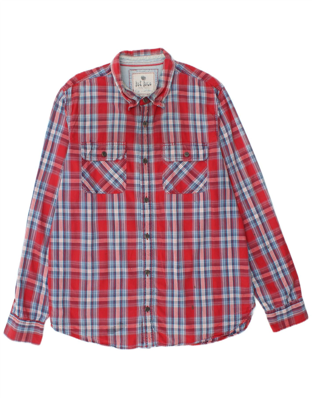 Camisa masculina FAT FACE XL de algodão xadrez vermelho