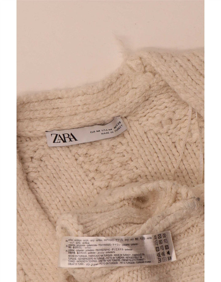 Zara Suéter feminino oversized UK 14 Médio Off White Acrílico
