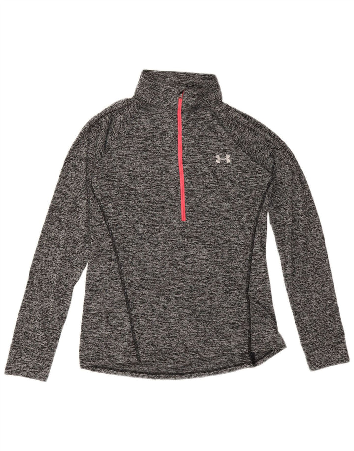 Under Armour Womens Heat Gear Pullover Treino Top Reino Unido 12 Médio Cinza