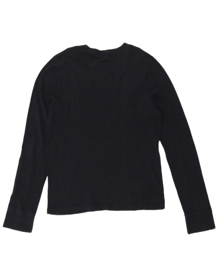 Top gráfico masculino Hollister de manga comprida grande algodão preto