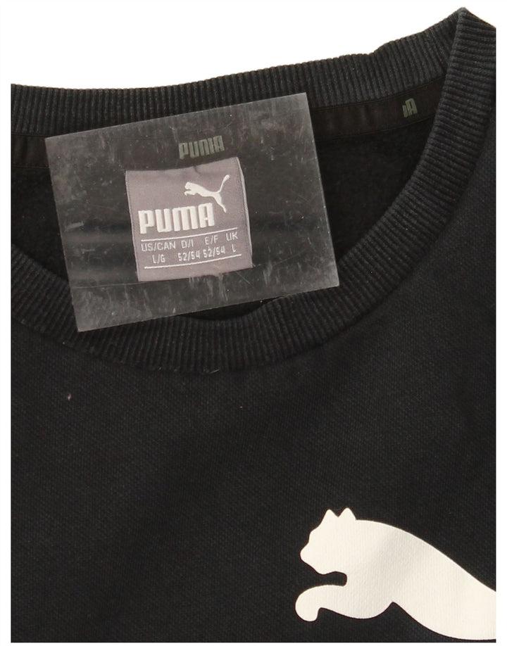 PUMA Mens Graphic Moletom Jumper Grande Preto