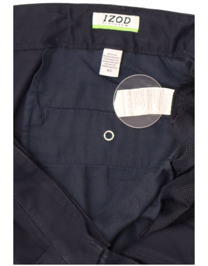 Izod Mens Chino Shorts W42 2XL Poliéster Azul Marinho