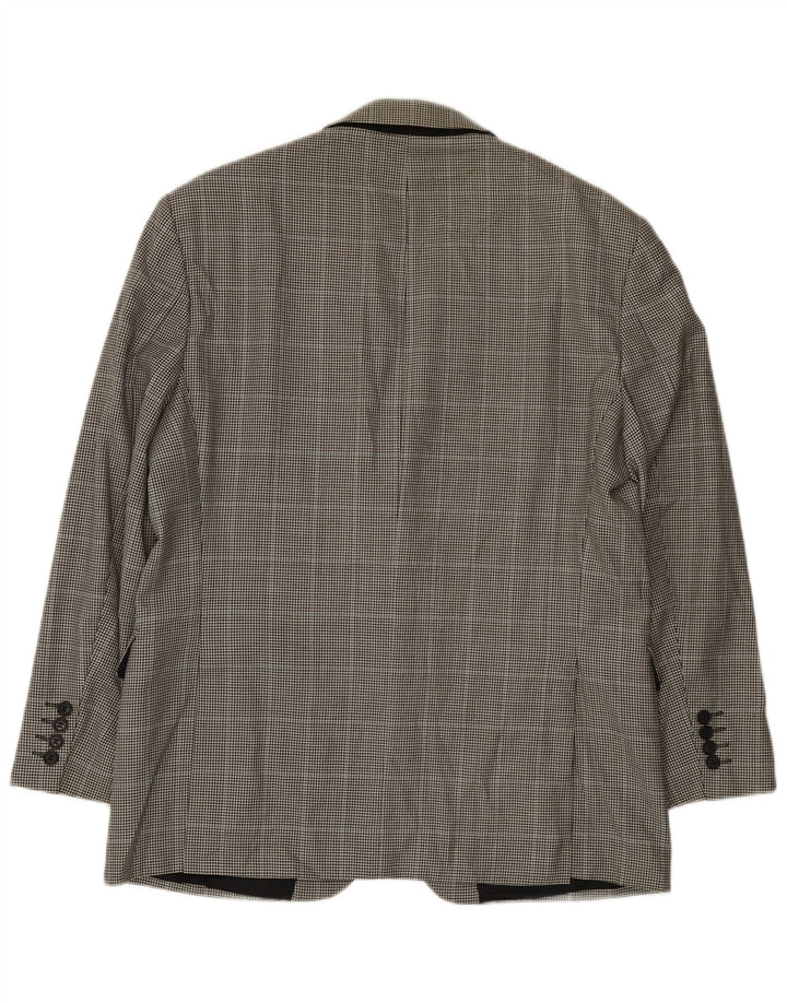 Jaqueta blazer masculina de 2 botões Marks & Spencer Reino Unido 42 grande preto Houndstooth