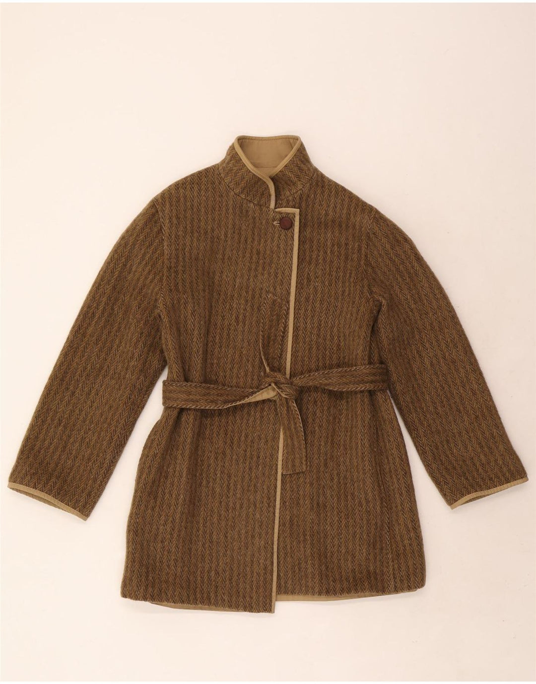 Sobretudo reversível feminino vintage IT 42 médio cáqui
