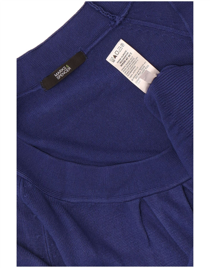 Suéter feminino Marks & Spencer com gola canoa Reino Unido 12 acrílico azul médio