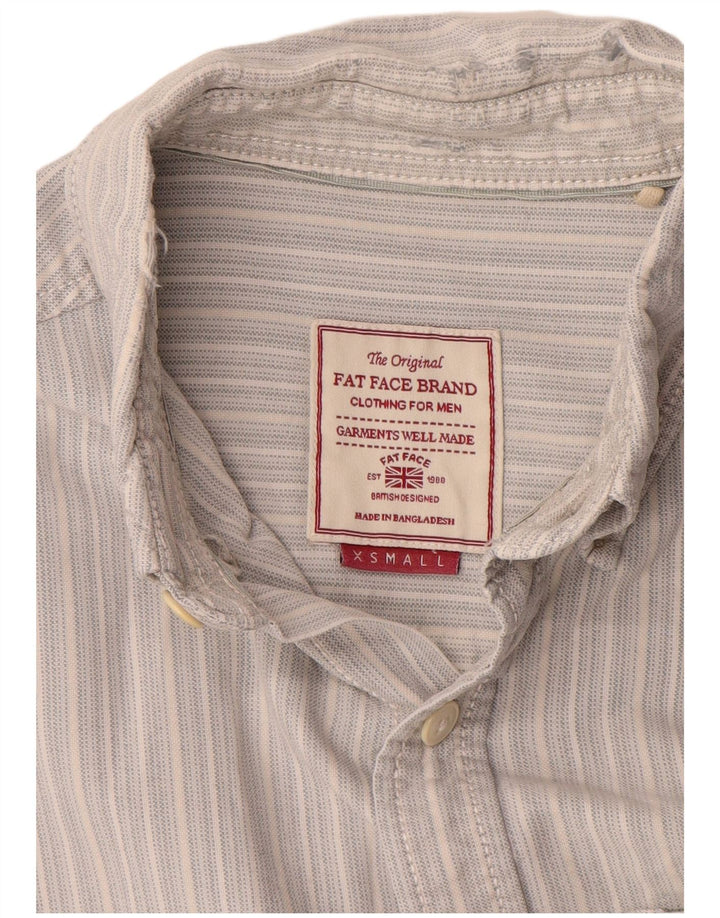 Camisa masculina Fat Face pequena listrada cinza de algodão