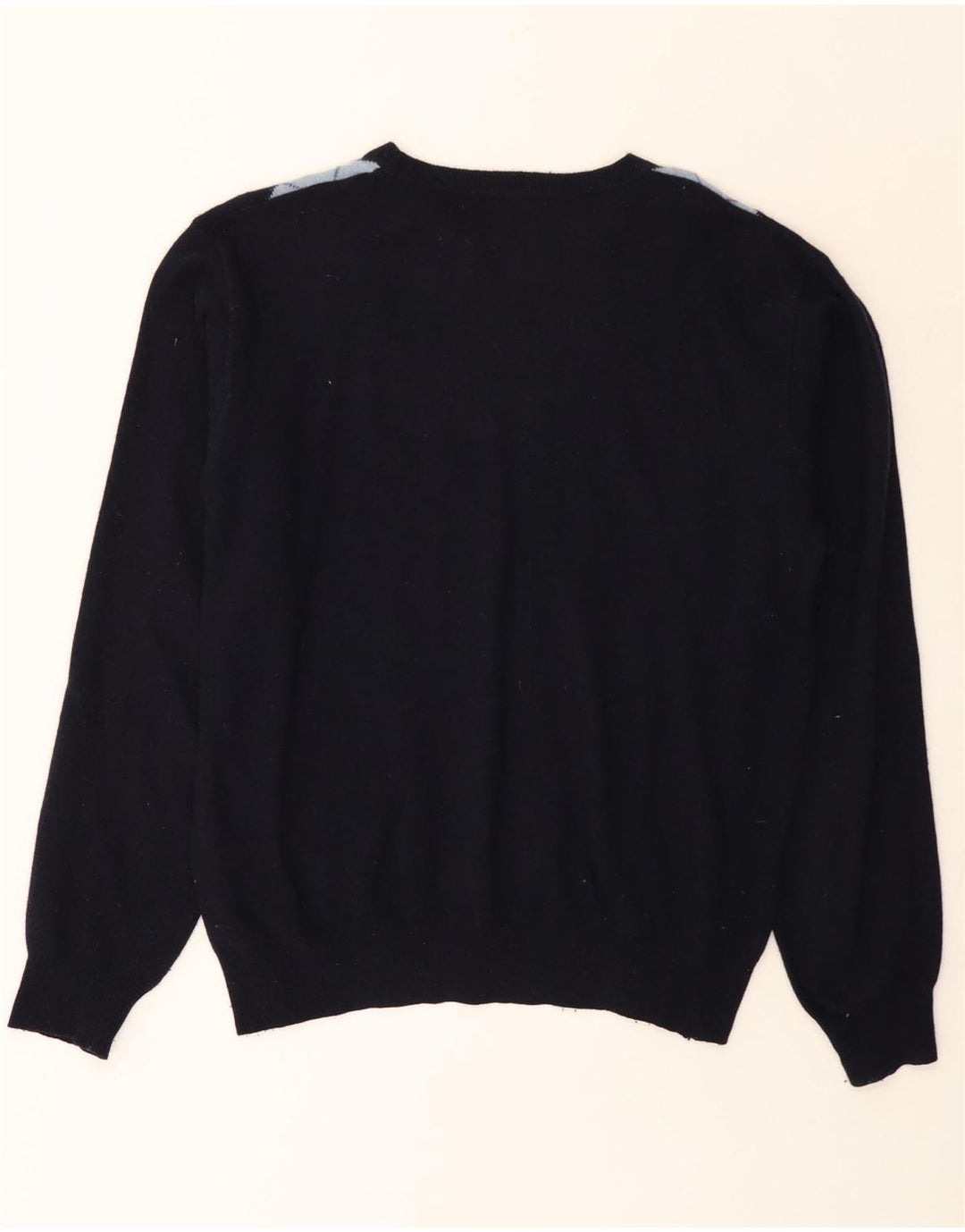 Suéter masculino Brugi com gola redonda, grande azul marinho argyle/lã diamante