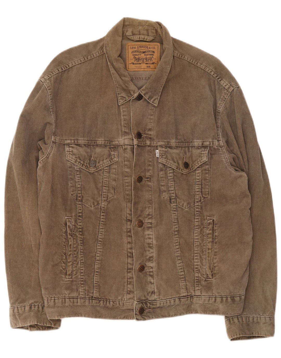 Jaqueta feminina de veludo cotelê Levi's UK 40 grande algodão marrom