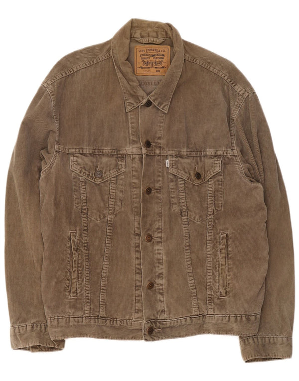 Jaqueta feminina de veludo cotelê Levi's UK 40 grande algodão marrom