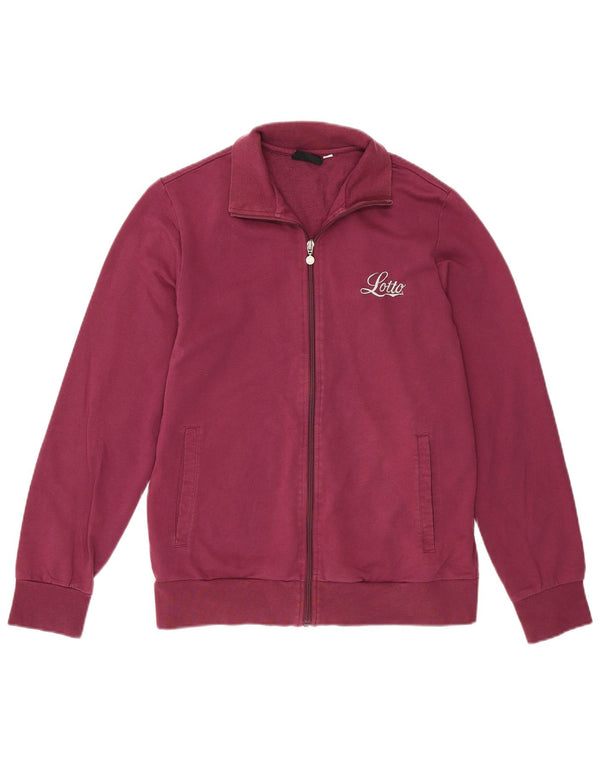 Lotto Womens Graphic Tracksuit Top Jacket Reino Unido 14 Grande Algodão Borgonha