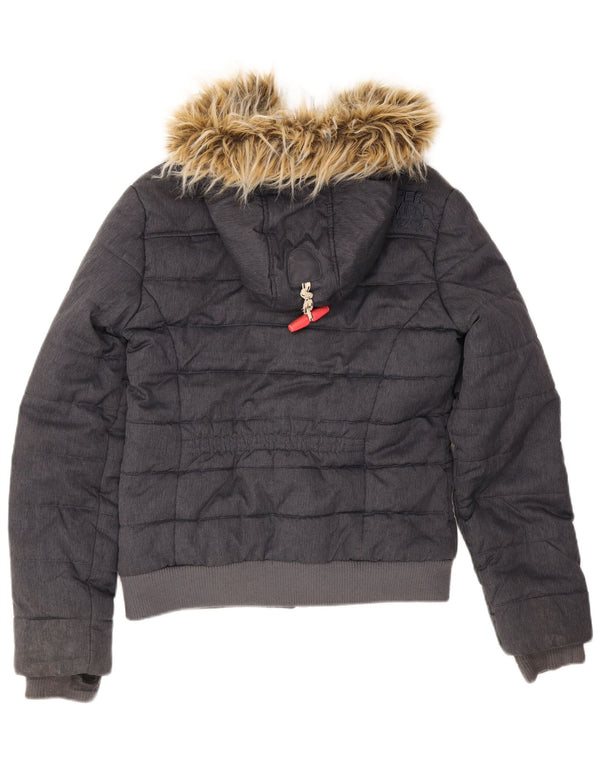 Jaqueta acolchoada com capuz feminina Superdry UK 12 poliéster azul marinho médio