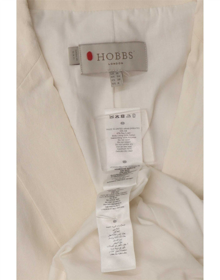 Jaqueta blazer feminina Hobbs com 1 botão Reino Unido 10 pequena seda branca