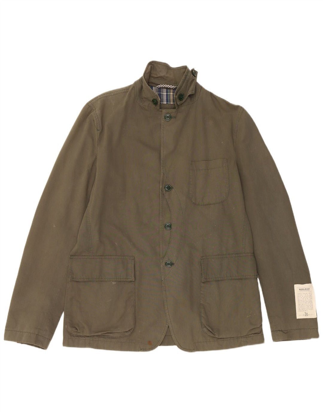 Jaqueta utilitária masculina Woolrich UK 40 grande algodão verde