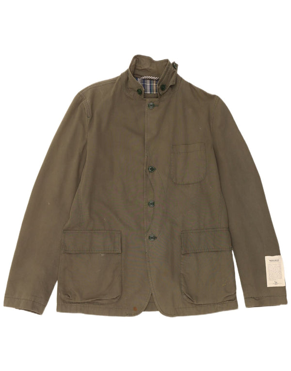 Jaqueta utilitária masculina Woolrich UK 40 grande algodão verde