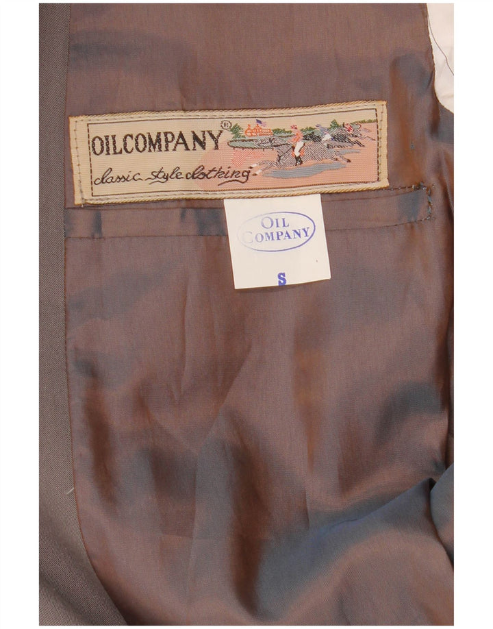 Jaqueta blazer masculina vintage com 2 botões, poliéster cinza pequeno Reino Unido 36