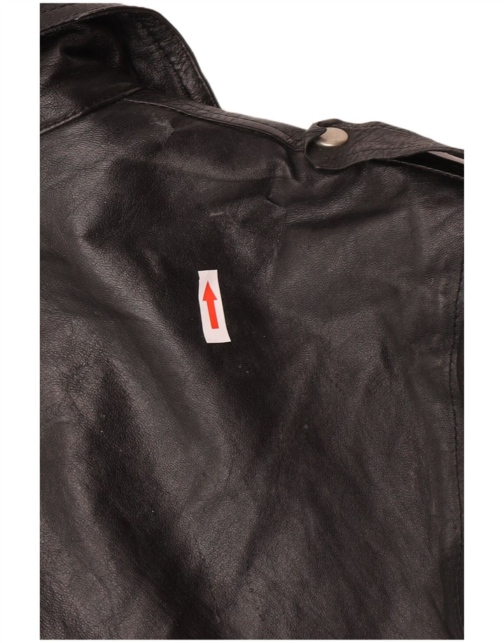 Jaqueta masculina vintage de couro para motociclista IT 52 XL preta