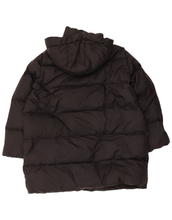Casaco masculino Zara com capuz solto e acolchoado Reino Unido 36 pequeno preto poliamida