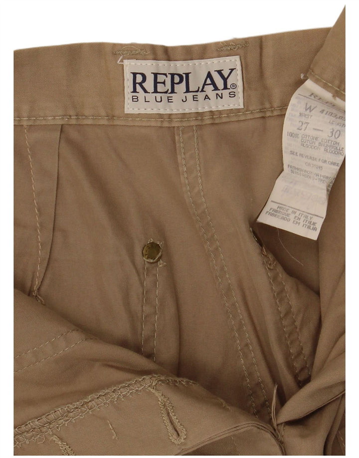 Calça cargo feminina reta REPLAY W27 L30 algodão bege
