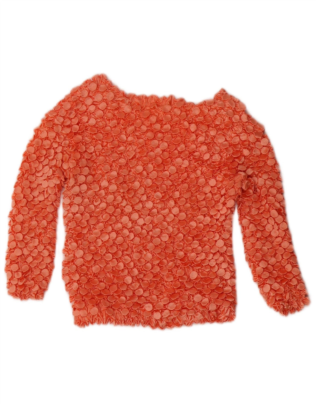 Blusa feminina vintage manga 3/4 top UK 10 poliéster vermelho pequeno