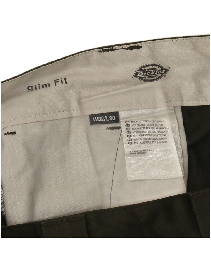 Calças Dickies Mens Slim Fit Chino W32 L30 Poliéster Verde