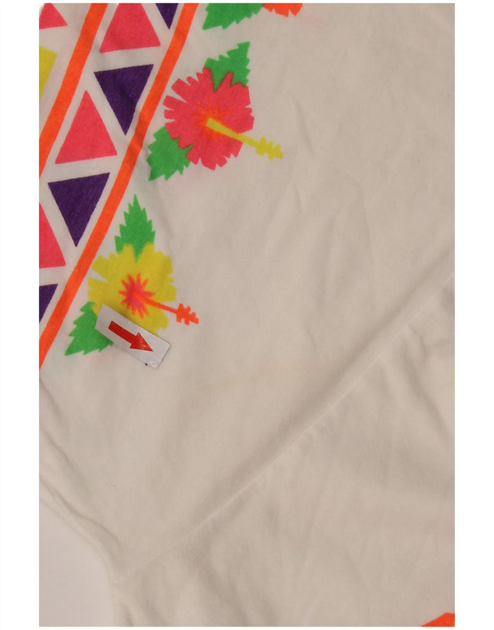 Camiseta gráfica masculina vintage top médio branco floral