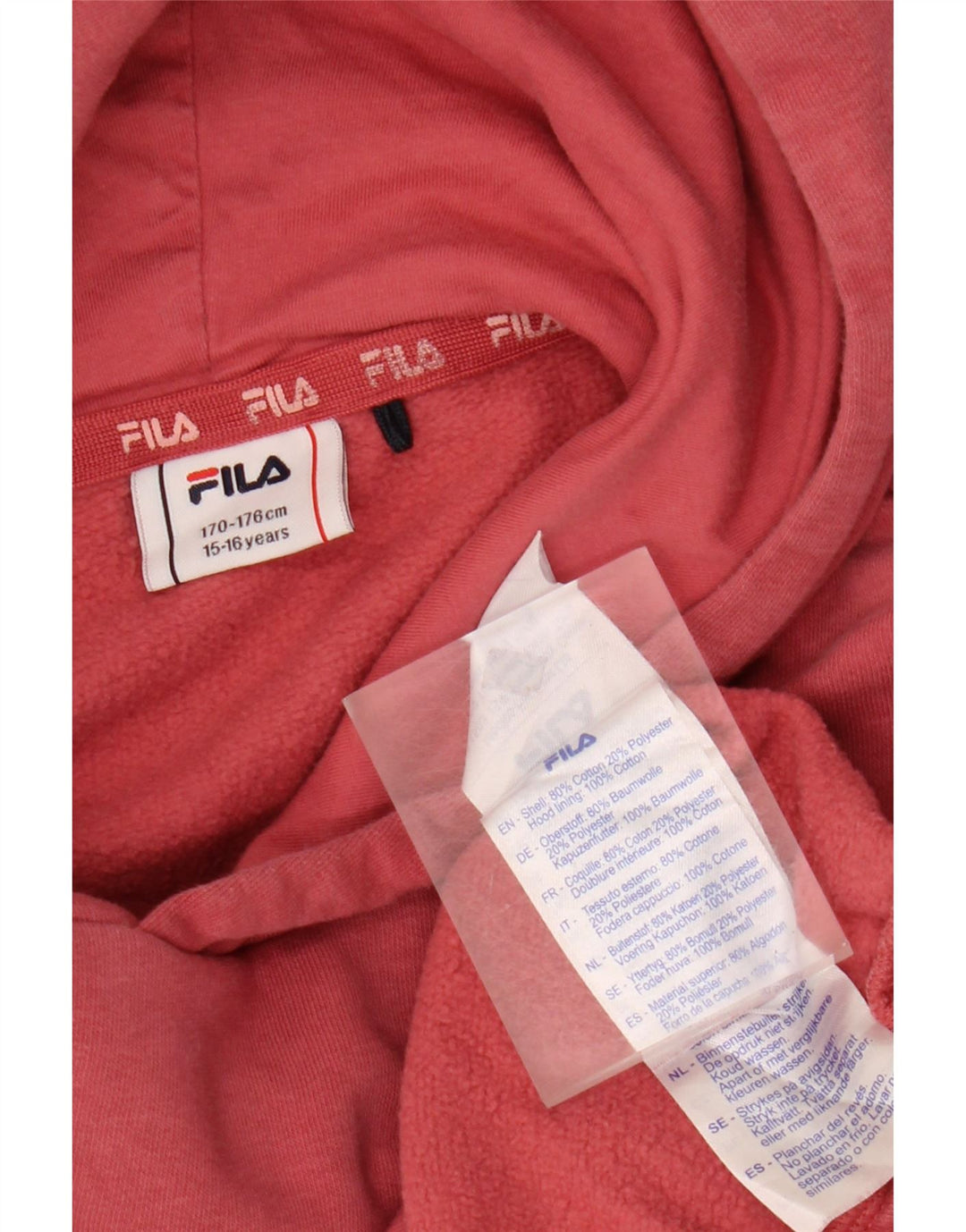 FILA Suéter com capuz feminino 15-16 anos rosa algodão colorblock