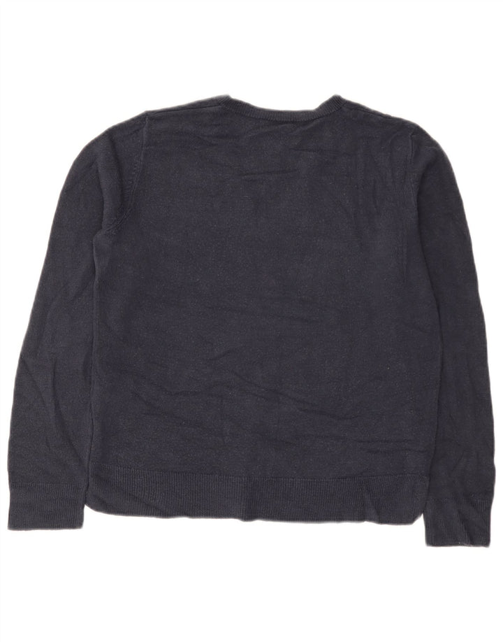 Suéter feminino Marks & Spencer com decote em V Reino Unido 12 médio azul marinho