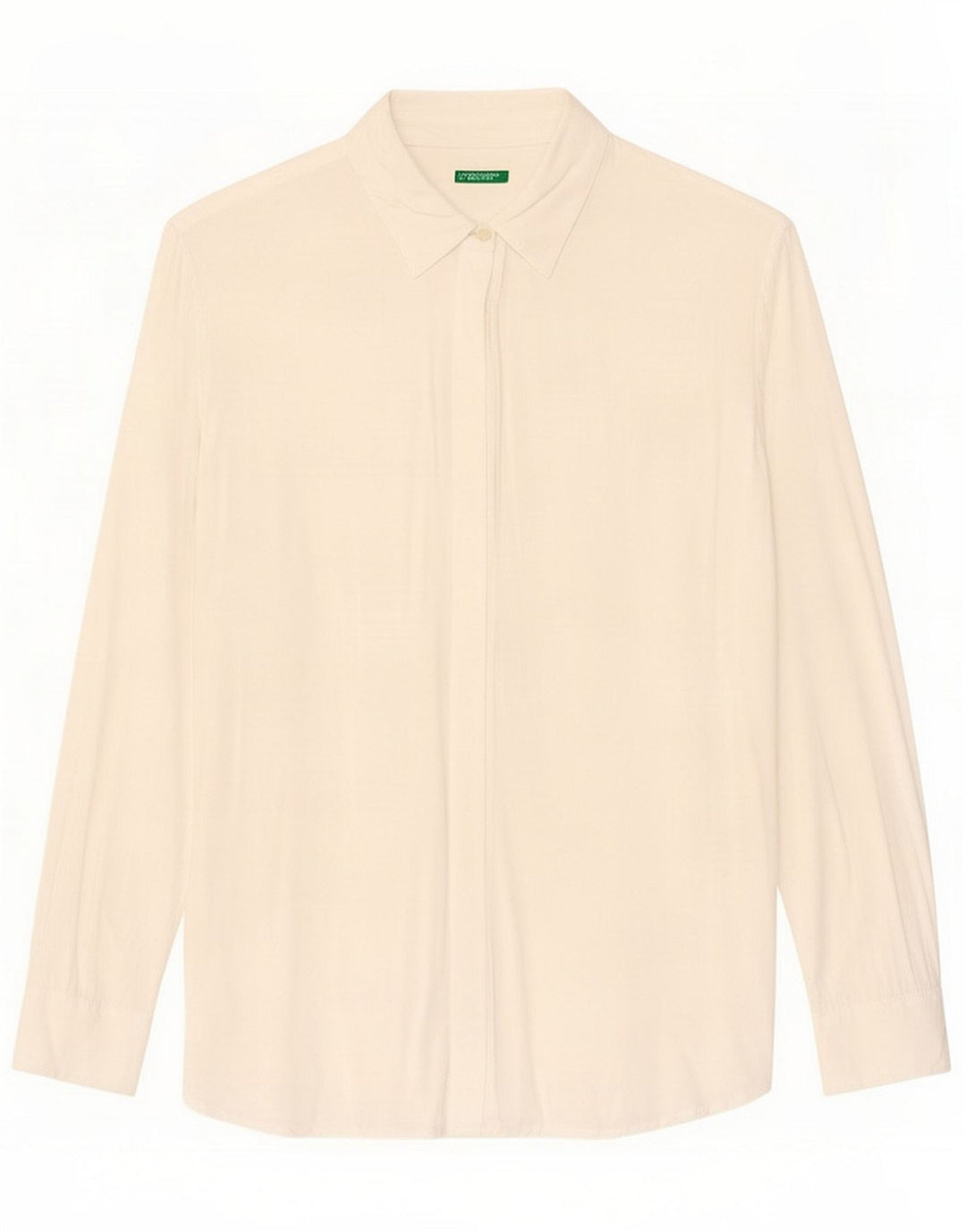 Camisa feminina oversized Benetton Reino Unido 10 pequena viscose branca