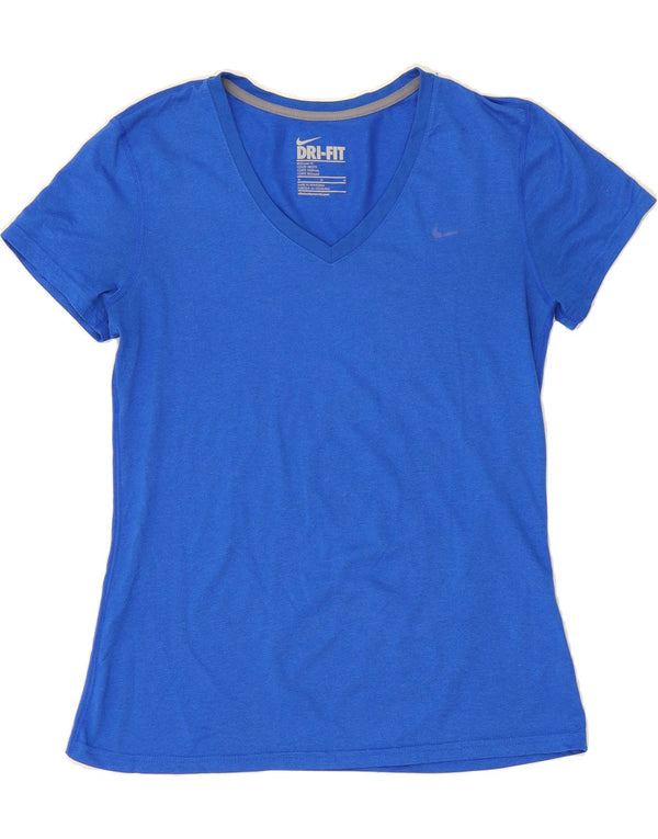 Camiseta feminina Nike Dri Fit Regular Fit UK 12 poliéster azul médio