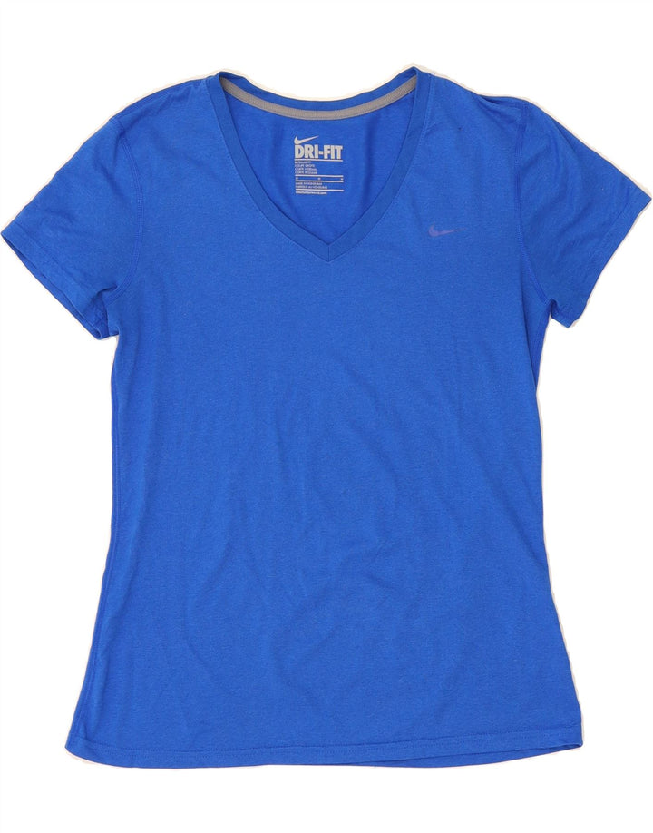 Camiseta feminina Nike Dri Fit Regular Fit UK 12 poliéster azul médio