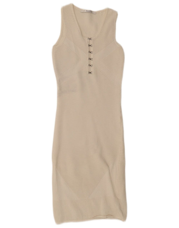 Guess Vestido feminino de crochê sem mangas e bodycon UK 4 XS branco