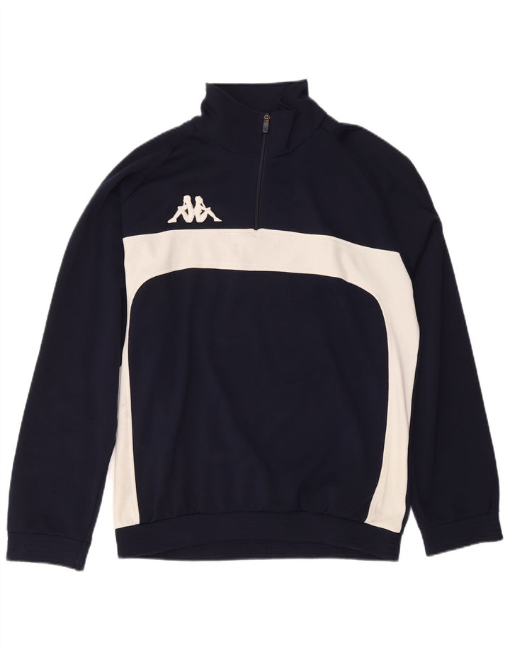 Moletom masculino KAPPA com zíper e gola XL em poliéster colorblock azul marinho