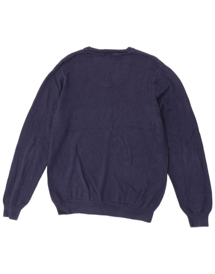 Suéter masculino Marks & Spencer regular fit com decote em V azul marinho médio