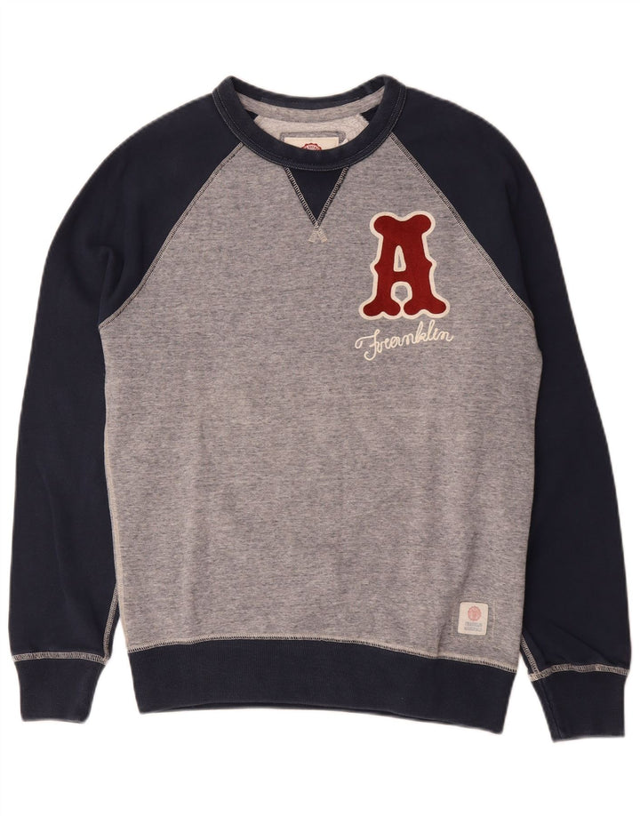 Franklin Marshall moletom gráfico masculino jumper pequeno cinza colorblock