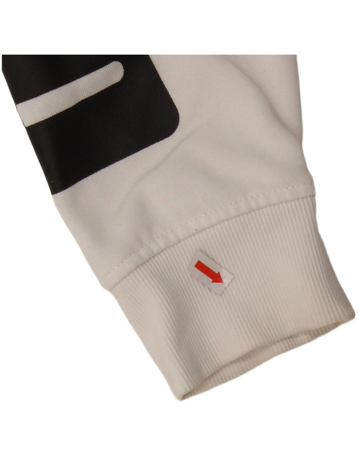 PUMA feminino oversized gráfico moletom com capuz UK 6 XS algodão branco