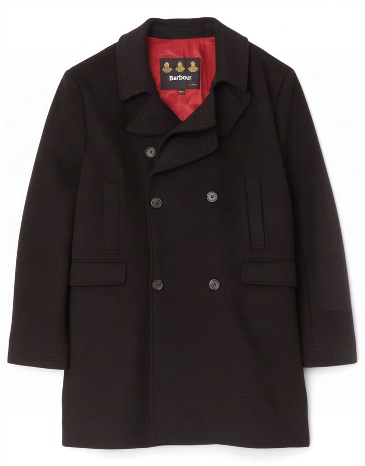 Casaco masculino Barbour com peito duplo Reino Unido 44 2XL lã preta
